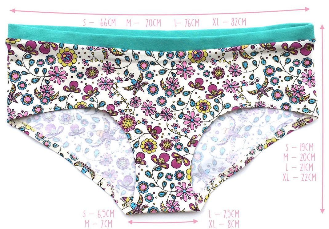 Guía de tallas Braga culotte con flor de loto blaugab, sin tóxicos
