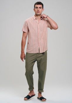 Camisa de algodón y lino, de comercio justo Moda sostenible camisa para hombre para el calor