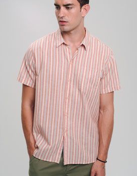 Camisa algodón orgánico y lino, de comercio justo Moda sostenible hombre ideal para verano