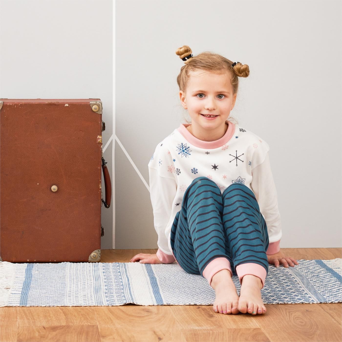 Pijama largo para niñas 100% algodón orgánico Pijama largo para niñas 100% algodón orgánico, moda ecológica vegana