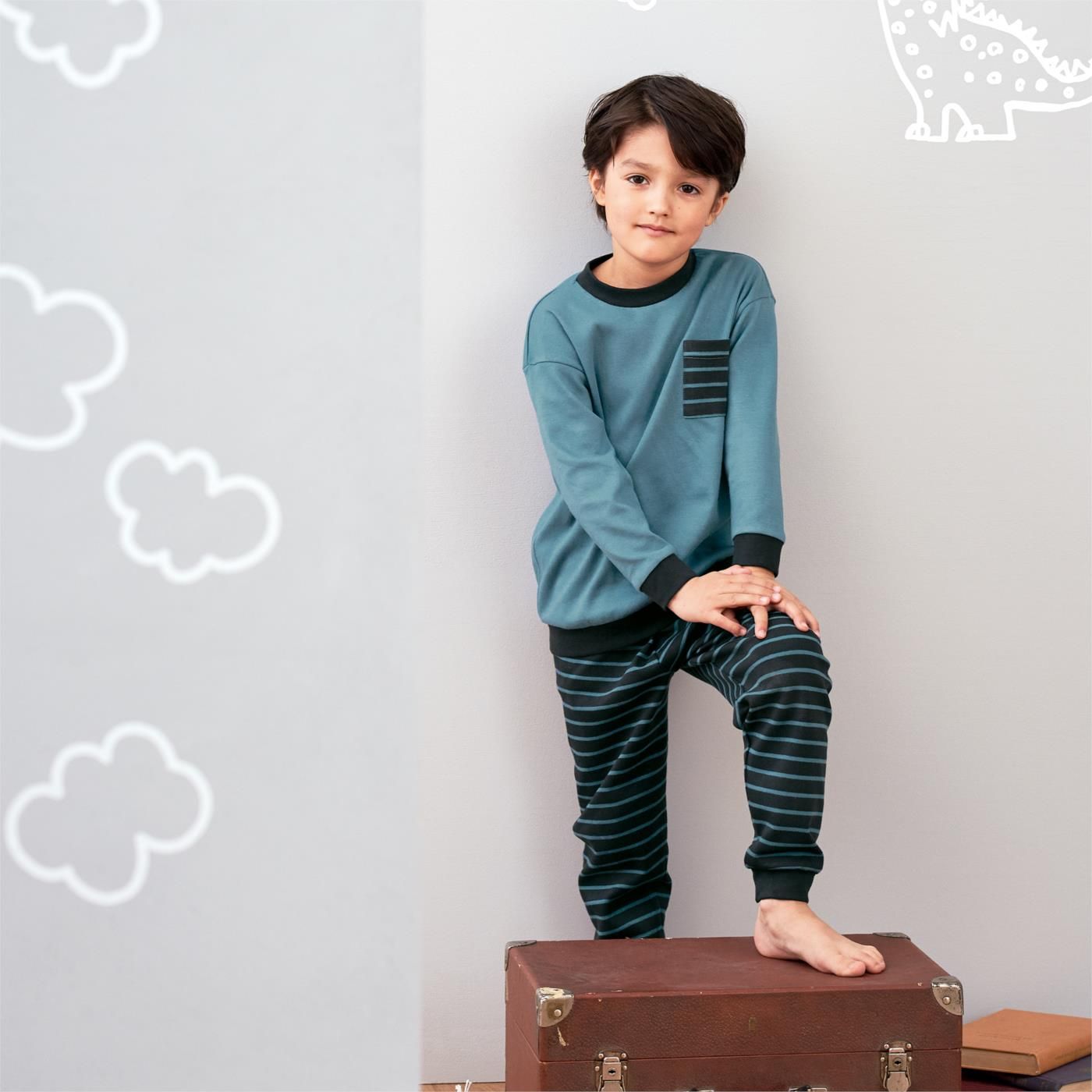 Pijama largo para niños 100% algodón orgánico, moda ecológica vegana