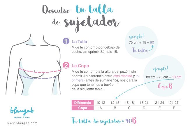 Taula tallas sujetador de algodón orgánico, moda ecológica