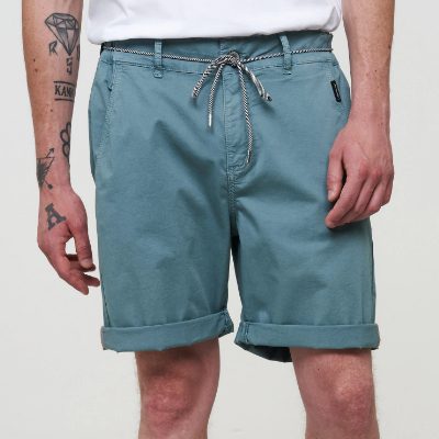 Pantalones de algodón orgánico corto, azul-gris