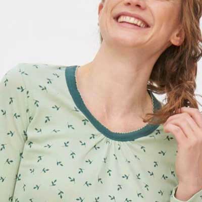 Camiseta pijama 100% algodón orgánico, Leaves