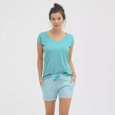 Camiseta pijama 100% algodón orgánico, Azul