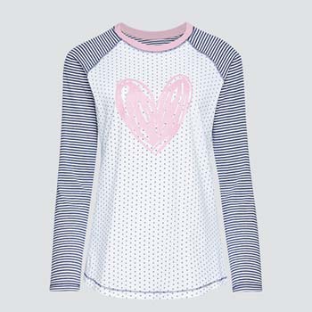 Camiseta pijama 100% algodón orgánico, Corazón
