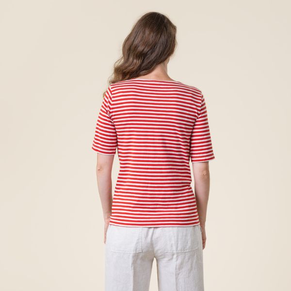 Camiseta manga francesa a rayas 100% algodón orgánico
