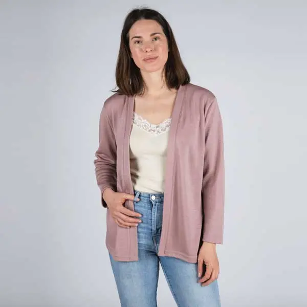 Cárdigan de lana merino orgánica Rosa