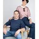 Dessuadora de llana i seda fina unisex Blau