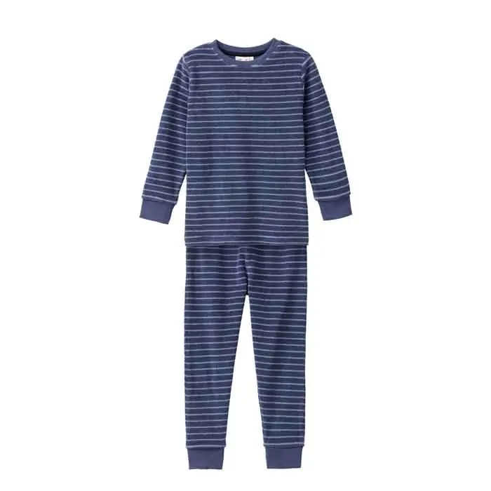 Pijama de rizo algodón orgánico 100% con rayas oscuras