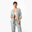 100% organic cotton pajama set green stripes