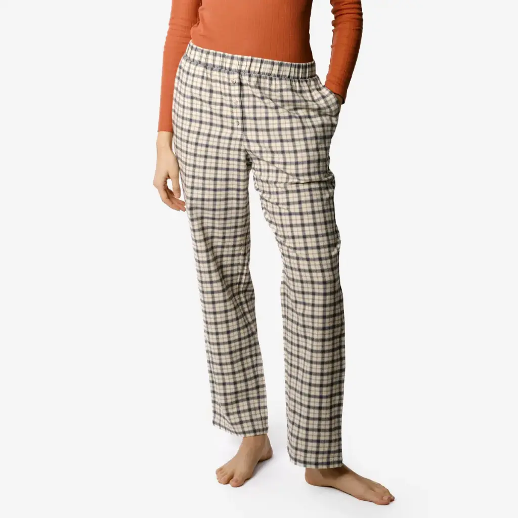Pantalón largo de pijama 100% algodón orgánico con estampado de cuadros