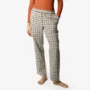 100% organic cotton long pajama pants with a plaid print