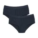 Pack of 2 navy blue organic cotton ribbed briefs