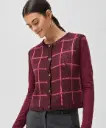 Cárdigan sin mangas de algodón orgánico 100% con estampado a cuadros y botones