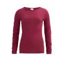 Burgundy 100% organic cotton T-shirt with gathered sleeves