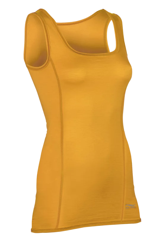 Women's slim-fit technical tank top in merino wool and silk