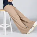 Pantalón jogger recto de lana y seda Unisex