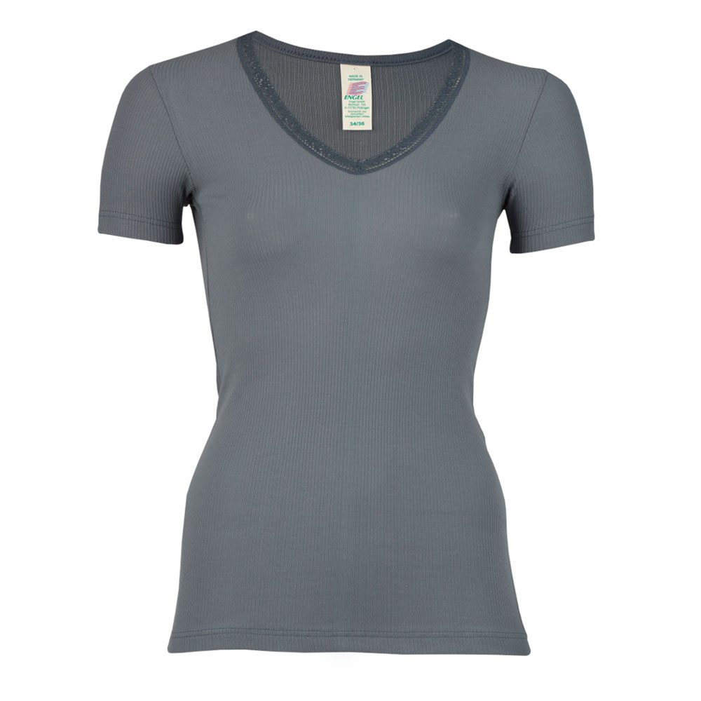 Camiseta 100% algodón orgánico, manga corta gris talla 34/36