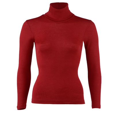 Merino wool and silk t-shirt high neck Women
