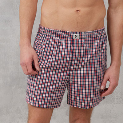 Calzoncillo boxer 100% algodón orgánico, cuadrados rojos