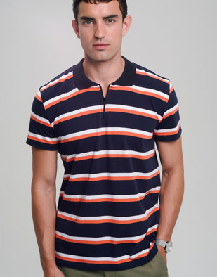 Polo 100% algodón orgánico, rayas naranja