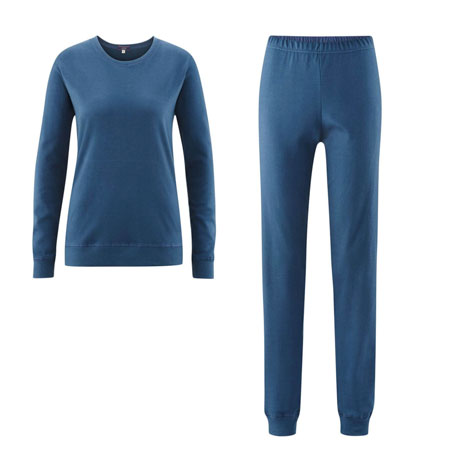 Pijama 100% algodón orgánico azul,  mujer