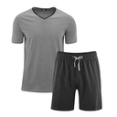 Men's grey short pajamas, 100% organic cotton
