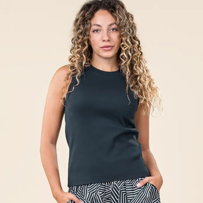100% organic cotton sleeveless shirt RITA Blue