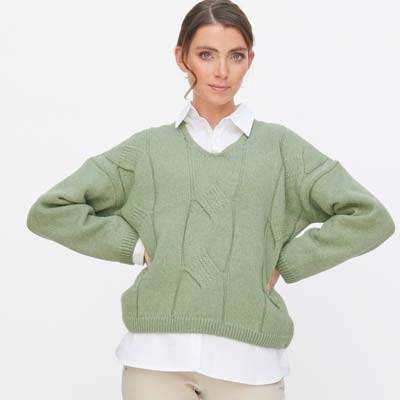 Jersey de algodón y lana verde menta