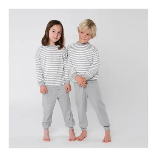 Pijama 100% cotó orgànic infants Ralles gris