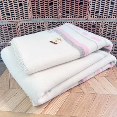 Manta Maragata de lana virgen para cama individual, ROSA