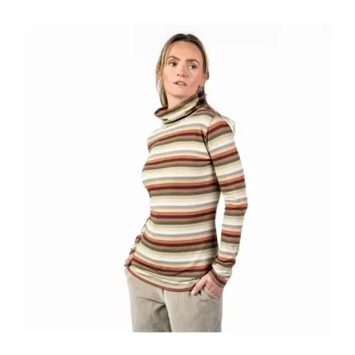Camiseta algodón orgánico 100% cuello alto NIA Rayas