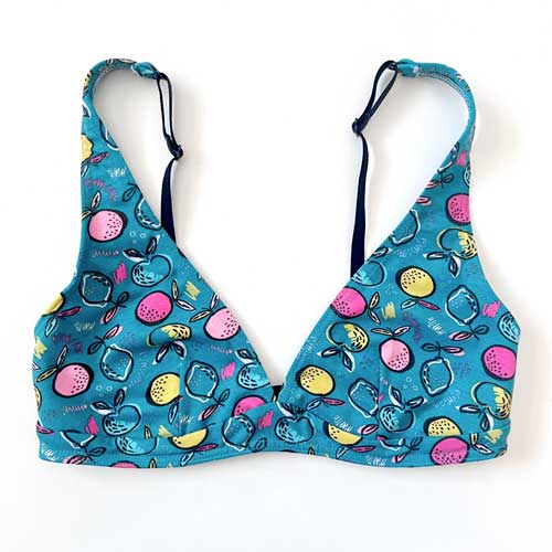 Organic cotton bikini bra with fruit print