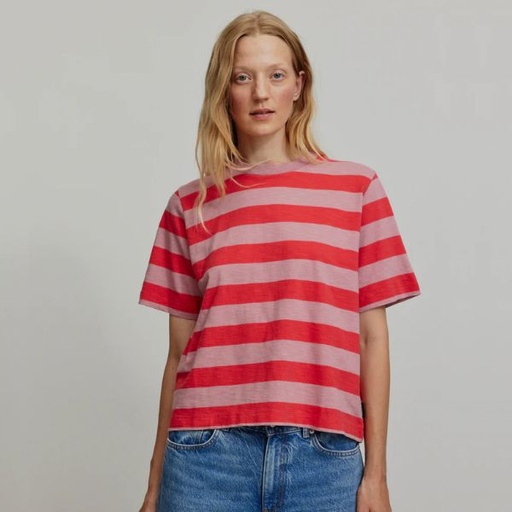 Camiseta algodón orgánico 100% AZOLLA STRIPES ROSA