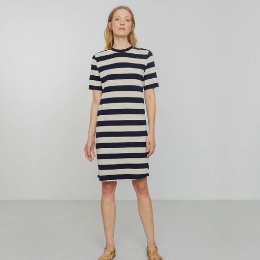 Vestit cotó orgànic 100% AZOLLA STRIPES MARÍ