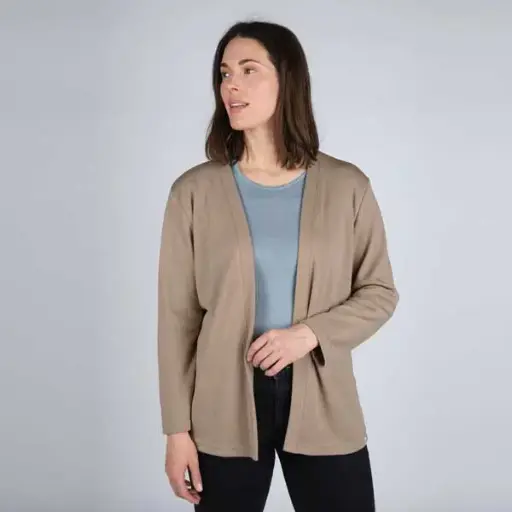 Women's brown organic merino wool cardigan