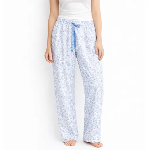 Women's pajama pants long 100% organic cotton Floral