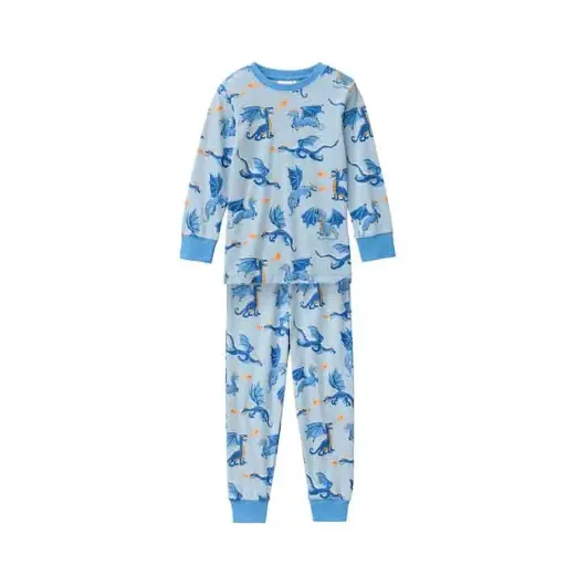 Pijama para niños 100% algodón orgánico Dragón Talla 1-2 años