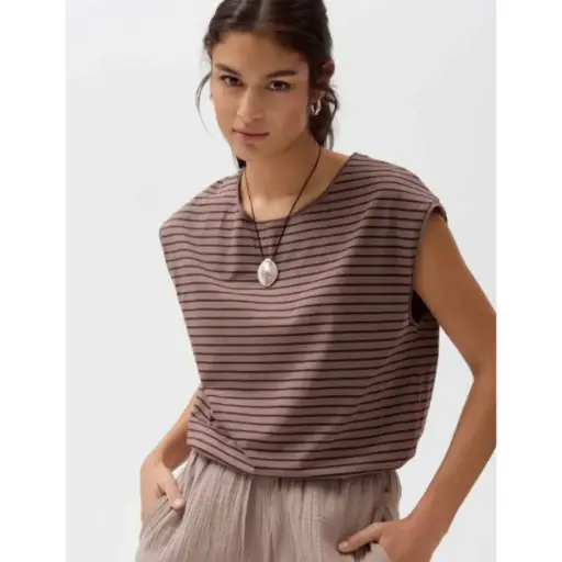 100% organic cotton sleeveless striped t-shirt