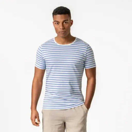 Camiseta de rayas 100% algodón orgánico para hombre