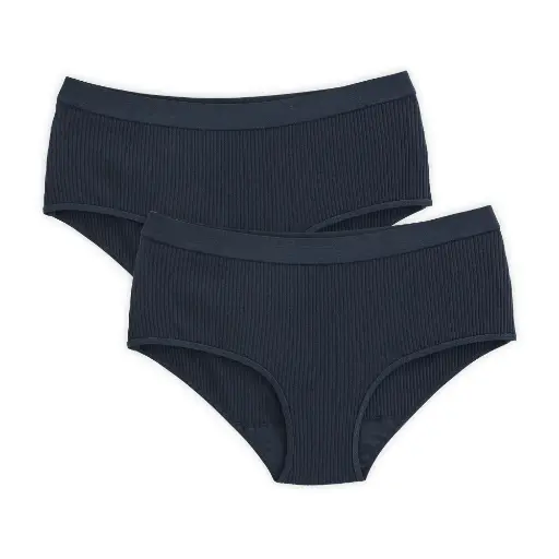 Pack de 2 Bragas algodón orgánico Azul marino en tejido canalé