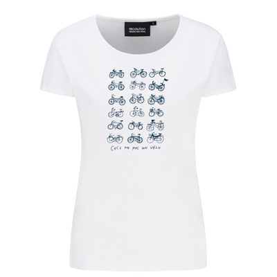 Camiseta 100% algodón orgánico, mujer, bicis